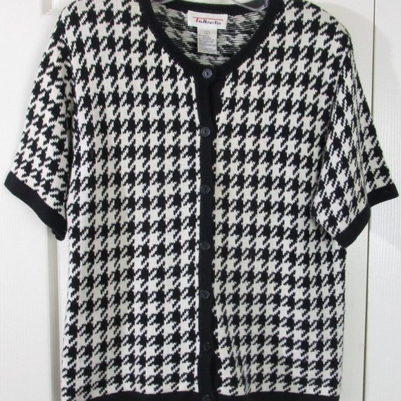 Talbots Black and White Houndstooth Cardigan - Picture 1 of 6